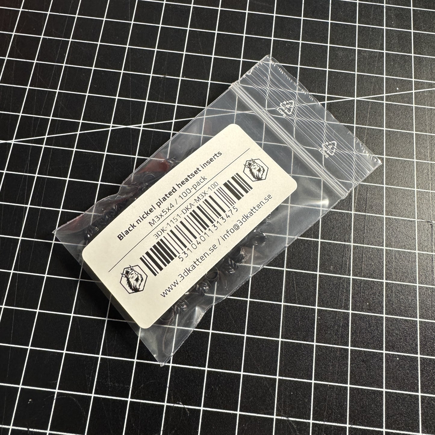 Black nickel plated heatset inserts