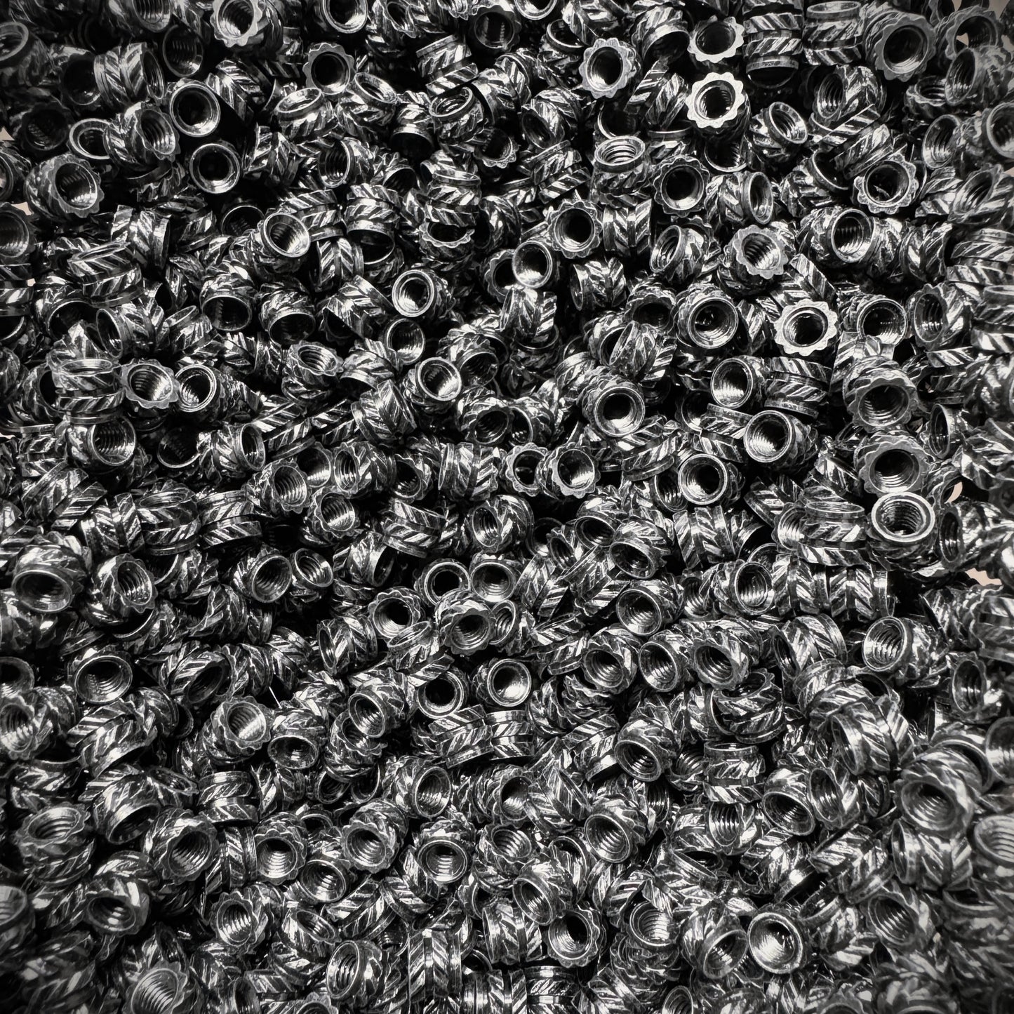 Black nickel plated heatset inserts