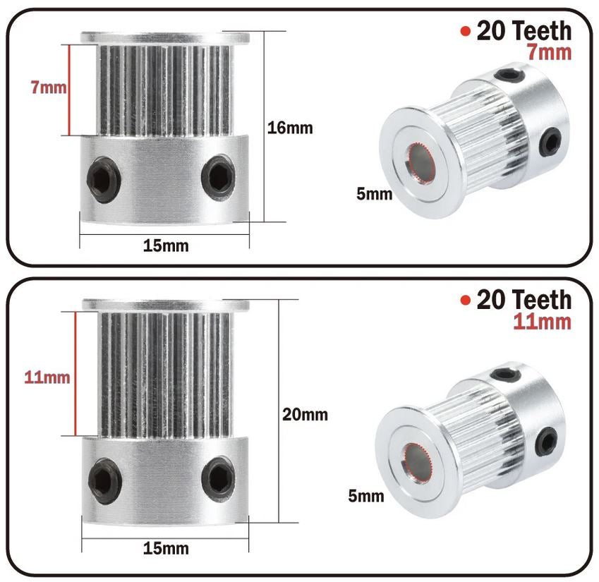 20T 2GT 5mm ID Pulley