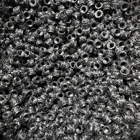 Black nickel plated heatset inserts