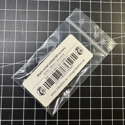 Black nickel plated M3 screws